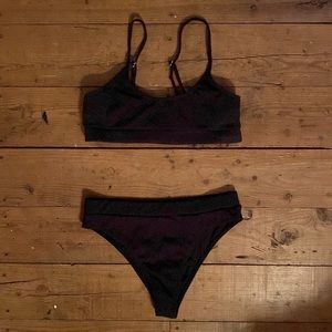 Black ribbed bikini